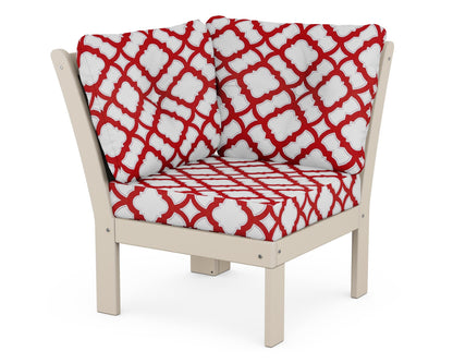 POLYWOOD® Vineyard Modular Corner Chair in Sand / Trellis Crimson
