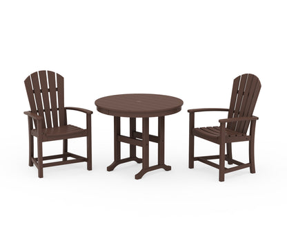 POLYWOOD® Palm Coast 3-Piece Round Farmhouse Dining Set in Mahogany