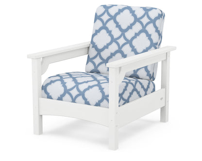 POLYWOOD® Club Chair in White / Trellis Sky Blue