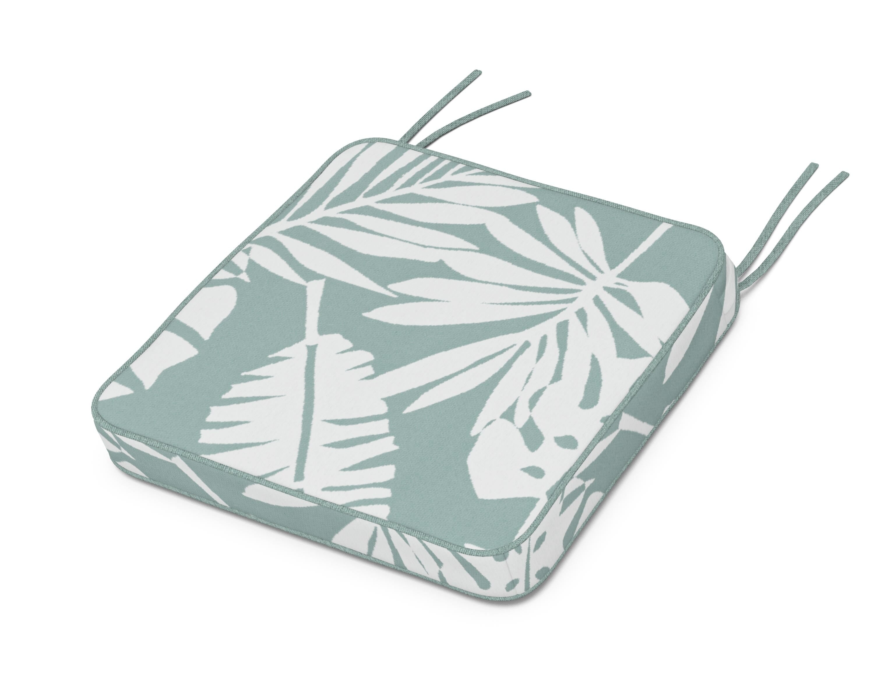 Martha Stewart by POLYWOOD® Chinoiserie Side Chair Seat Cushion in Leaf Glacier Spa