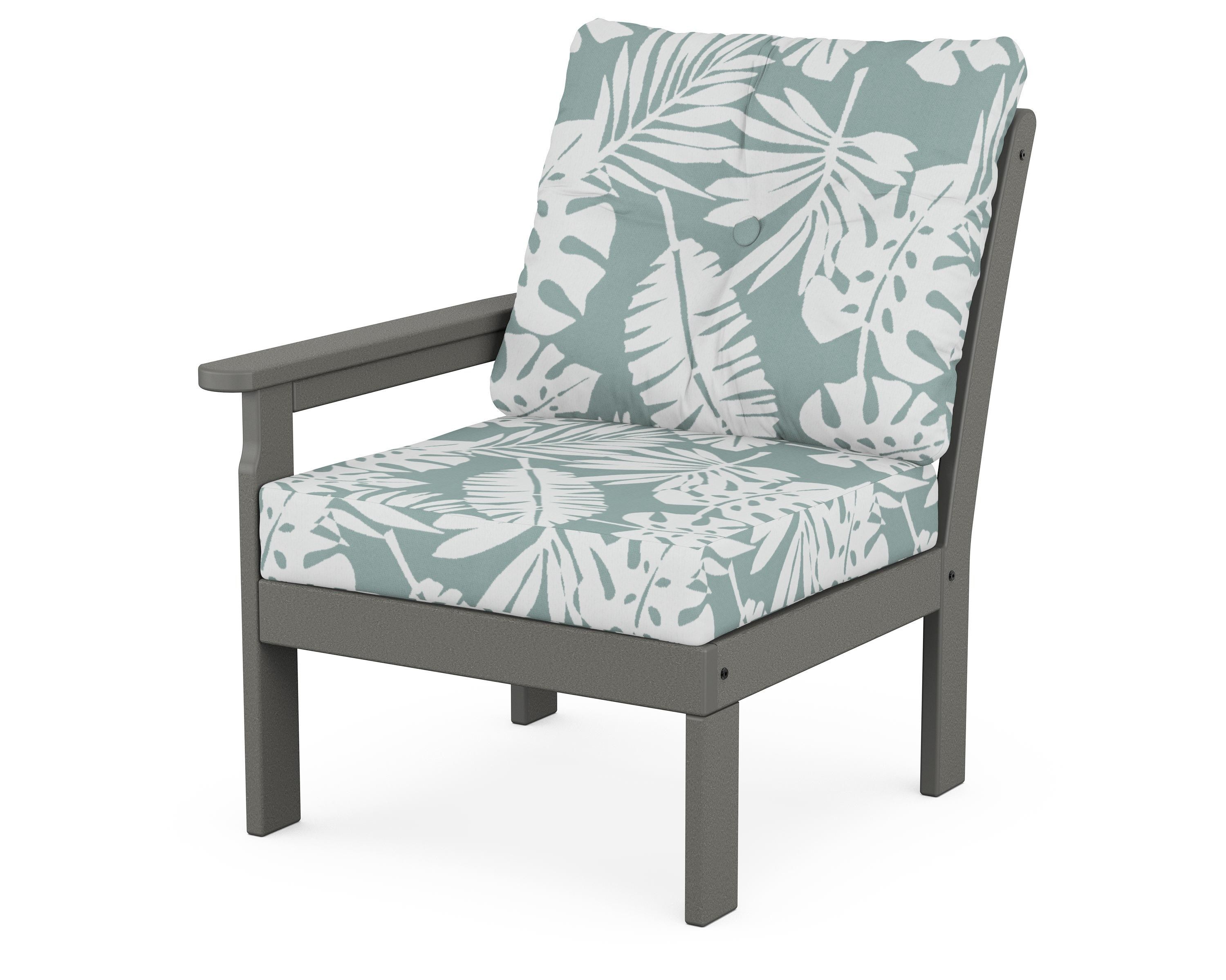 POLYWOOD® Vineyard Modular Left Arm Chair in Slate Grey / Leaf Glacier Spa