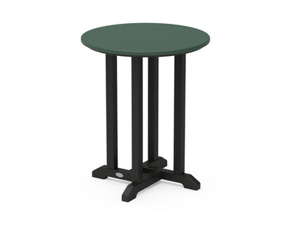 POLYWOOD® Contempo 24" Round Dining Table in Black / Green