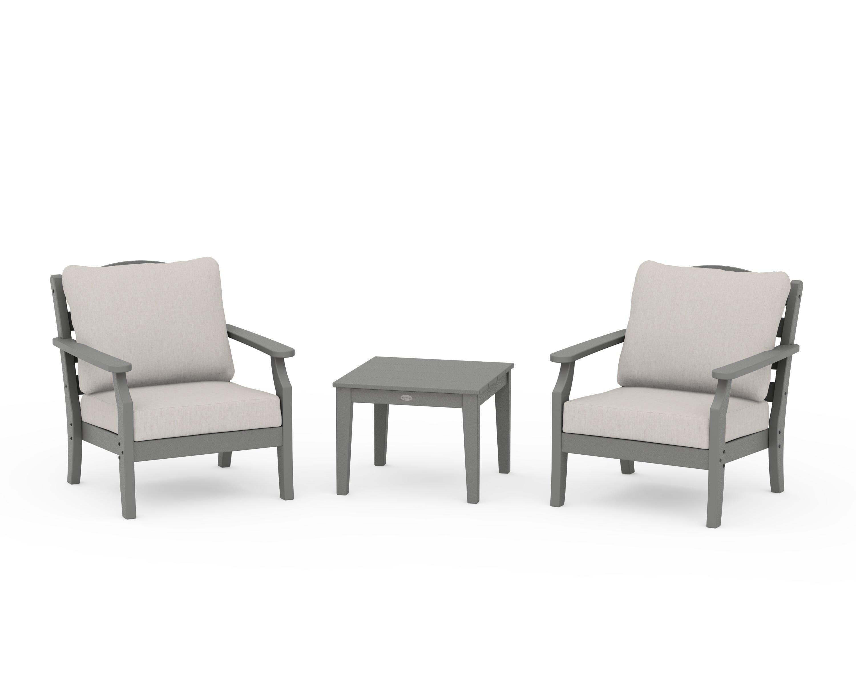 Draper James™ by  POLYWOOD® Savannah 3-Piece Deep Seating Set in Slate Grey / Cast Ash