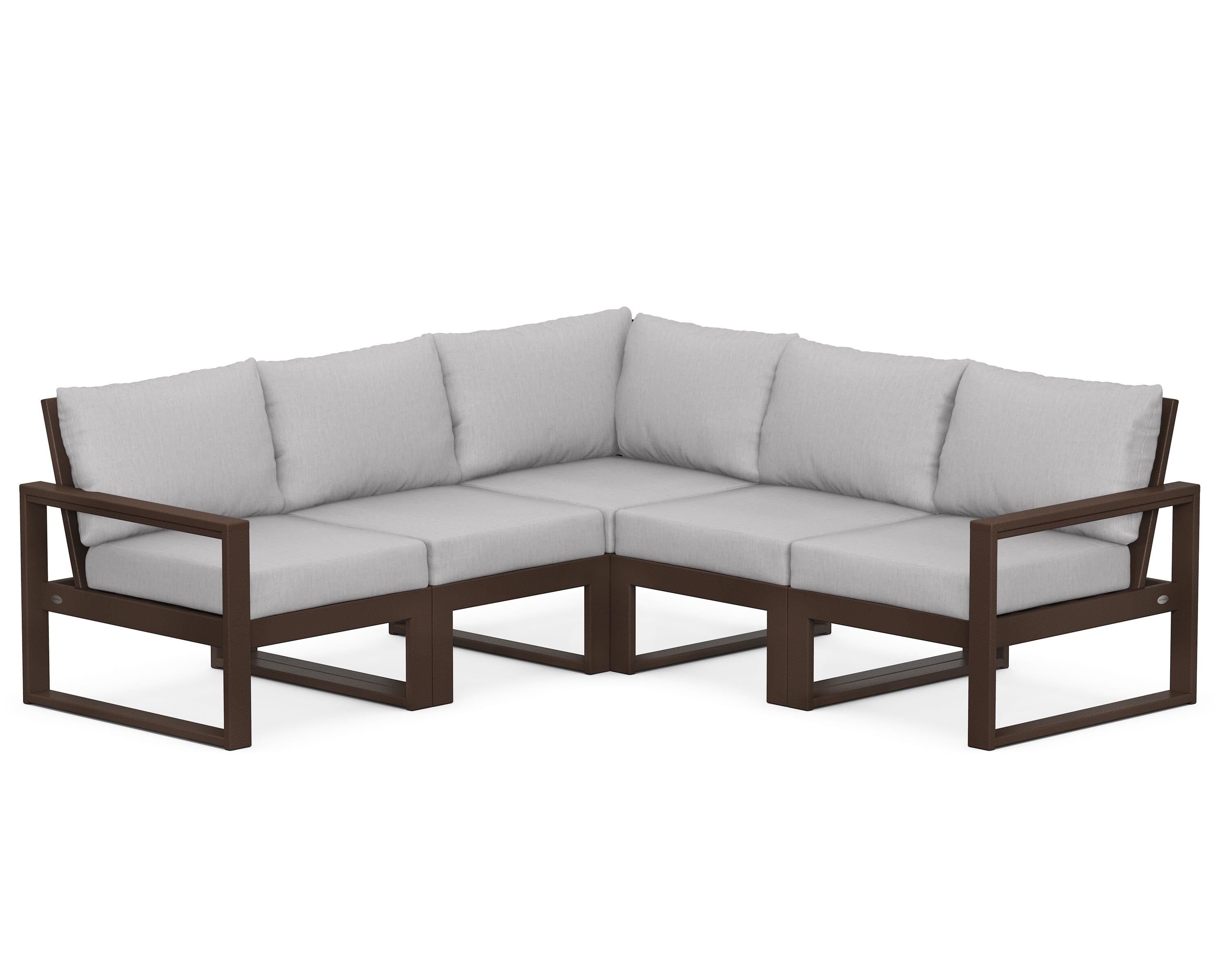POLYWOOD® EDGE 5-Piece Modular Deep Seating Set in Mahogany / Granite