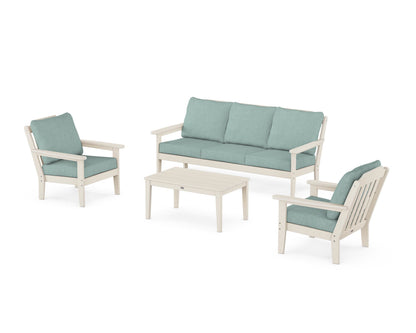 Country Living Cottage 4-Piece Deep Seating Set with Sofa in Sand / Glacier Spa