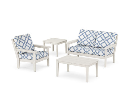 Country Living Wovendale 4-Piece Deep Seating Set in Sand / Trellis Sky Blue