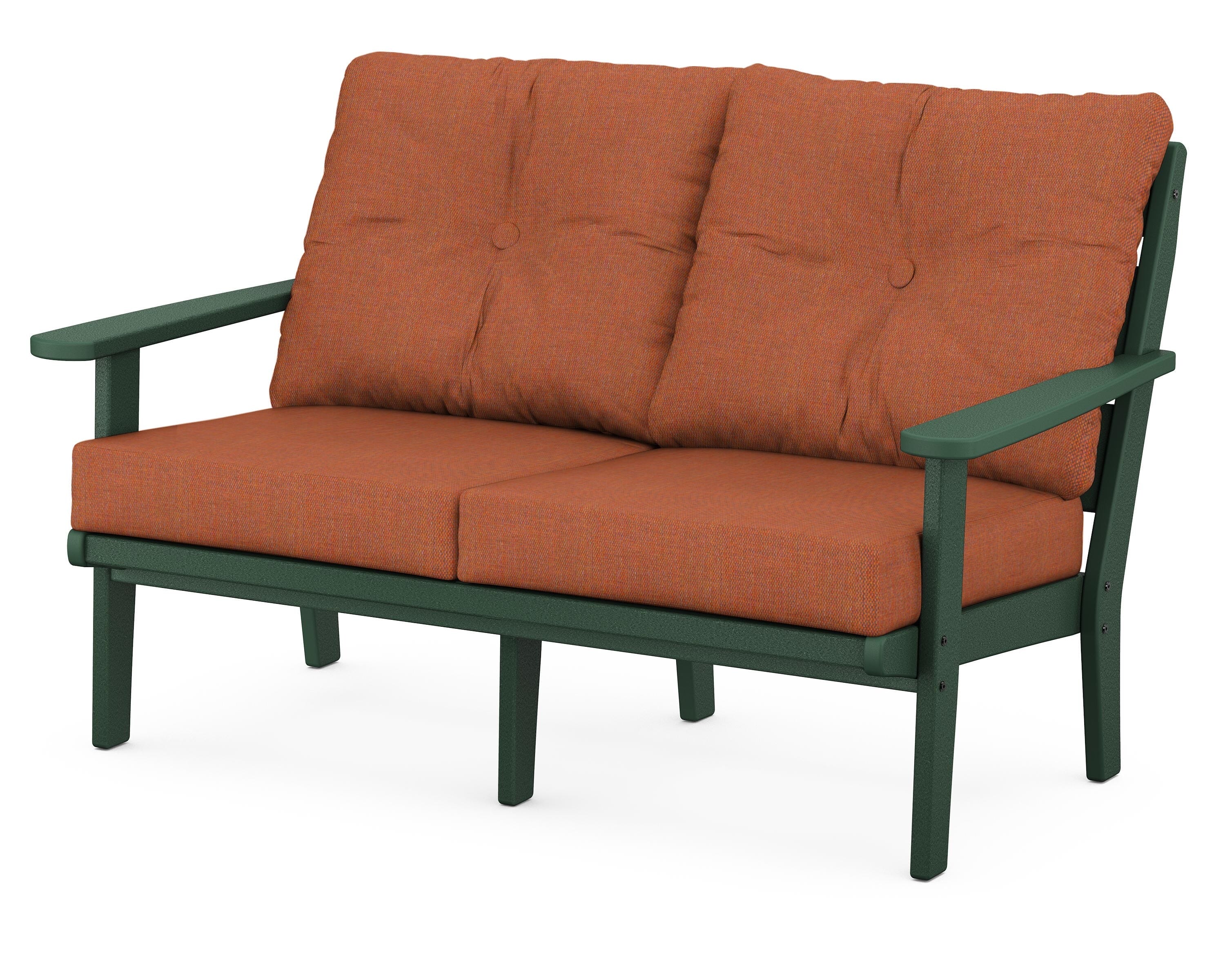 POLYWOOD® Lakeside Deep Seating Loveseat in Green / Play Adobe