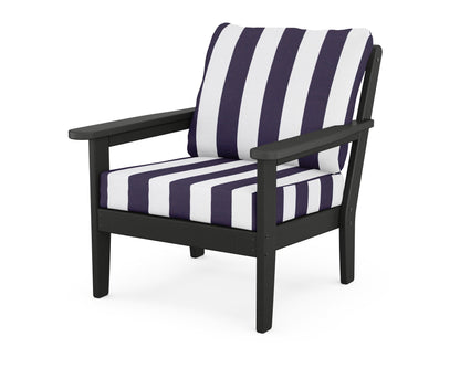 Country Living Cottage Deep Seating Chair in Black / Cabana Stripe Navy