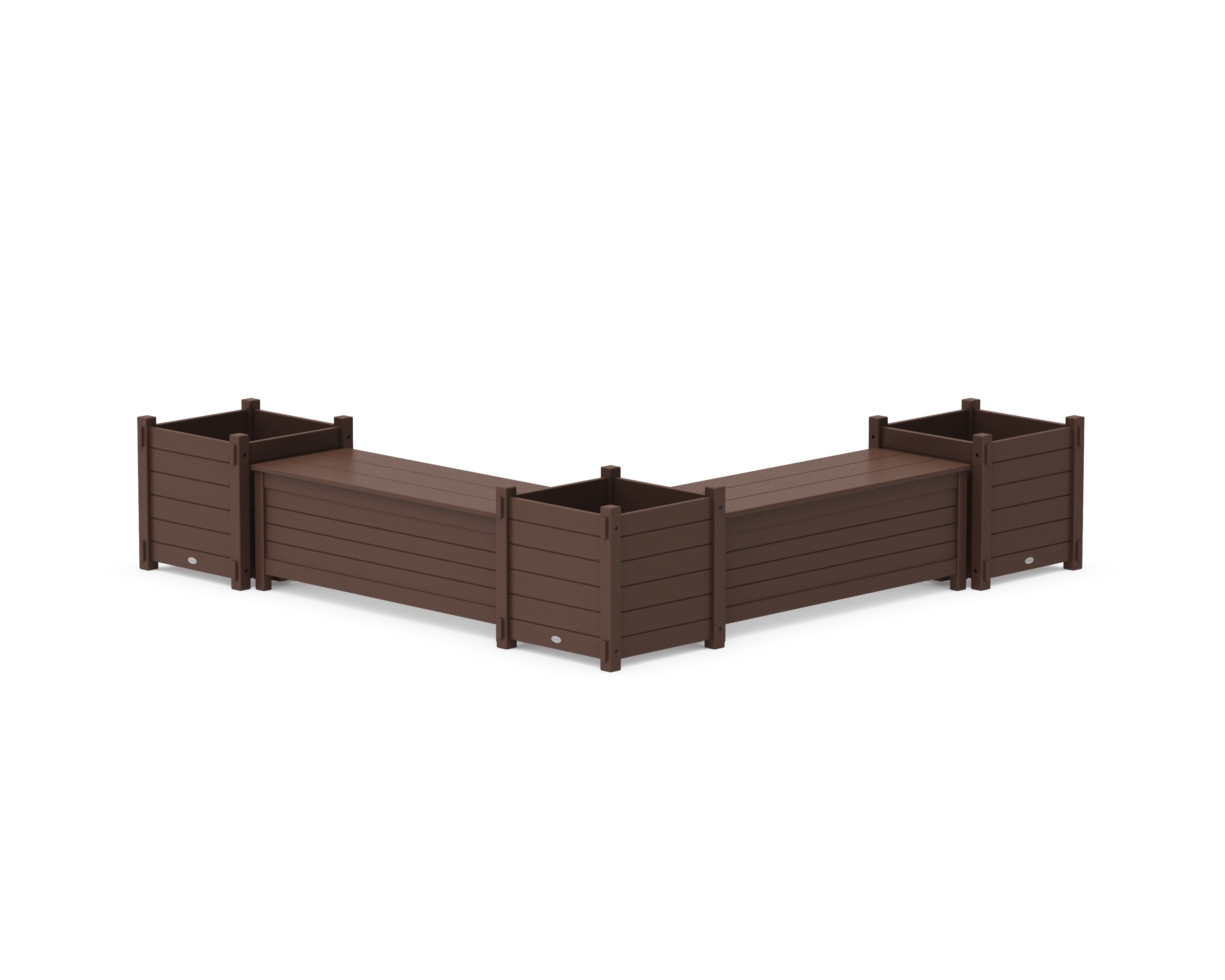 POLYWOOD® 48" Nautical L- Shaped Planter Storage Bench Corner Set- Large in Mahogany