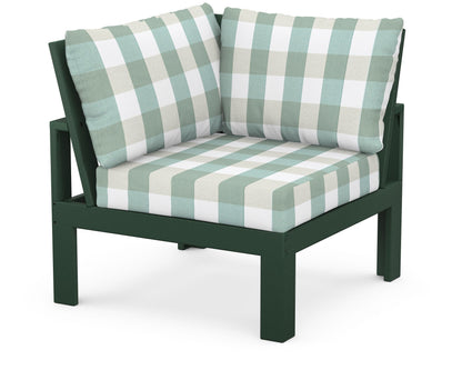 Unbranded Modular Corner Chair in Green / Buffalo Plaid Glacier Spa