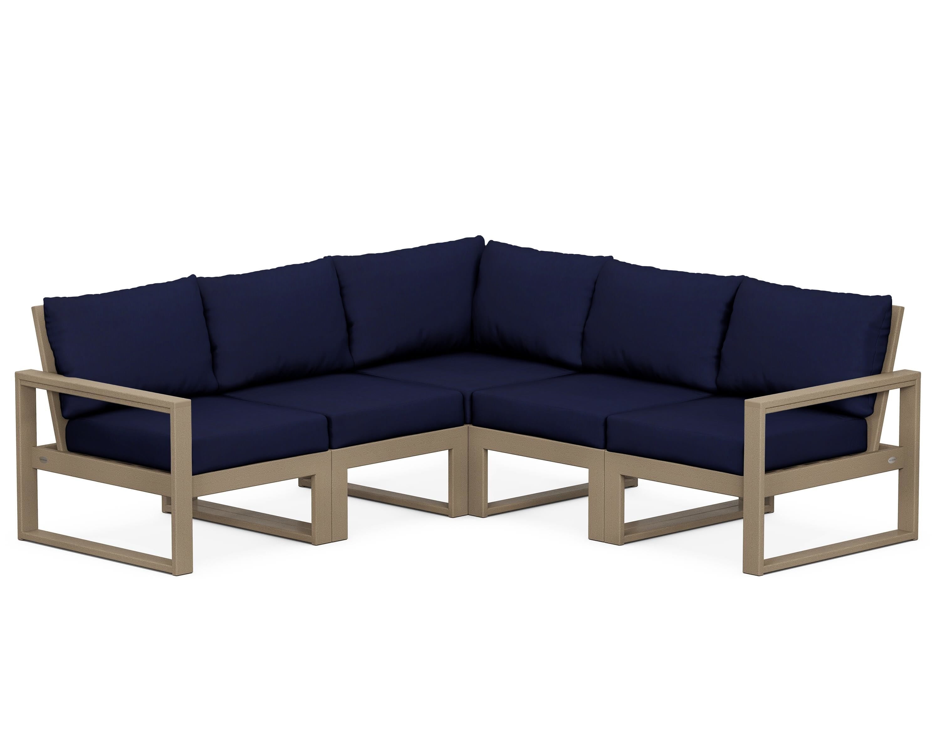 POLYWOOD® EDGE 5-Piece Modular Deep Seating Set in Vintage Sahara / Navy