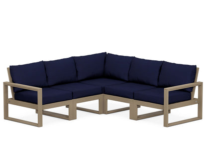 POLYWOOD® EDGE 5-Piece Modular Deep Seating Set in Vintage Sahara / Navy