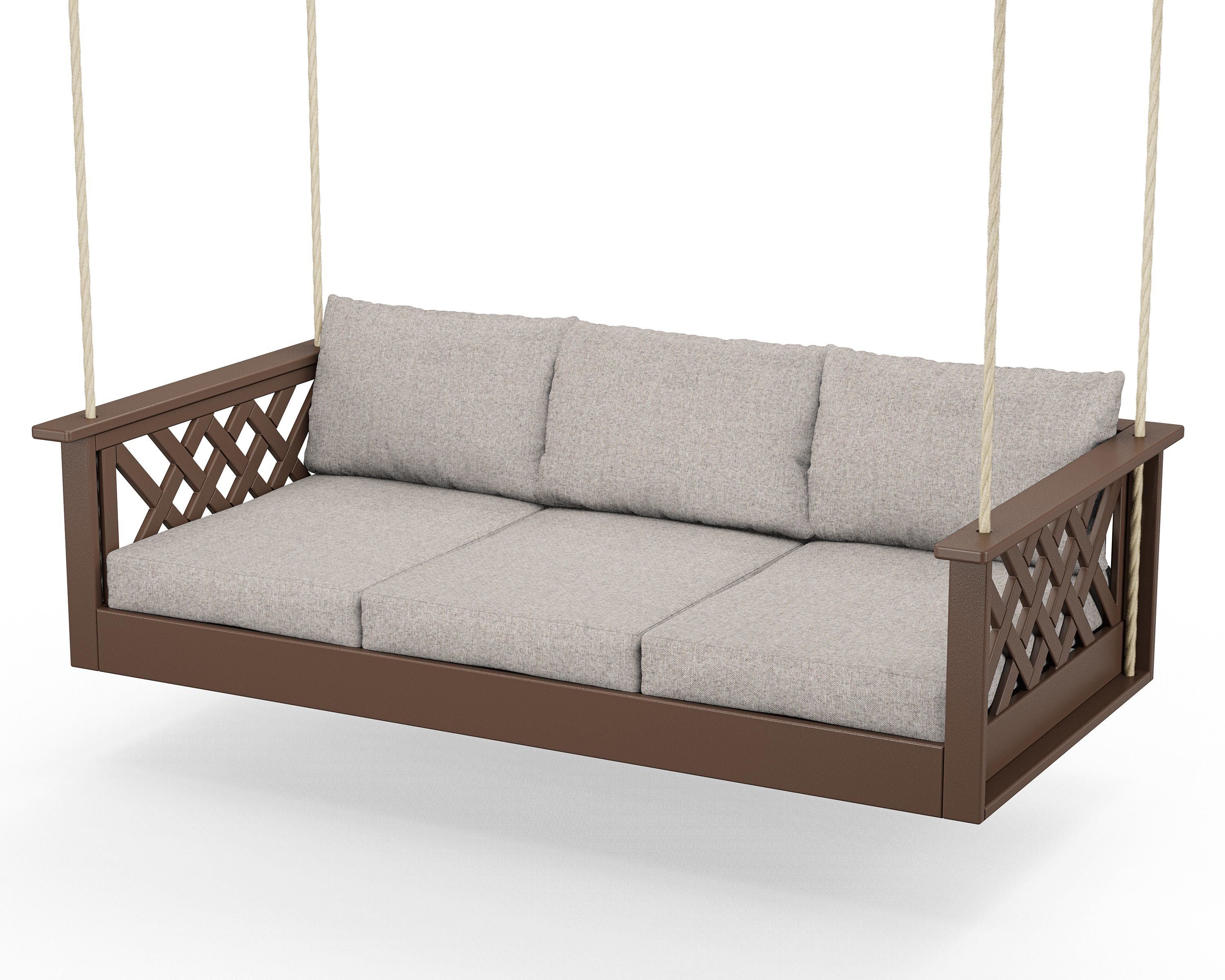 Country Living Wovendale Daybed Swing in Mahogany / Weathered Tweed