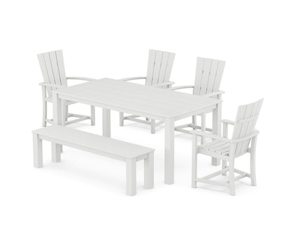 POLYWOOD® Quattro 6-Piece Parsons Dining Set with Bench in White
