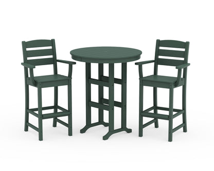 POLYWOOD® Lakeside 3-Piece Round Bar Arm Chair Set in Green