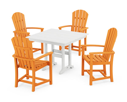 POLYWOOD® Palm Coast 5-Piece Farmhouse Dining Set in Tangerine / White