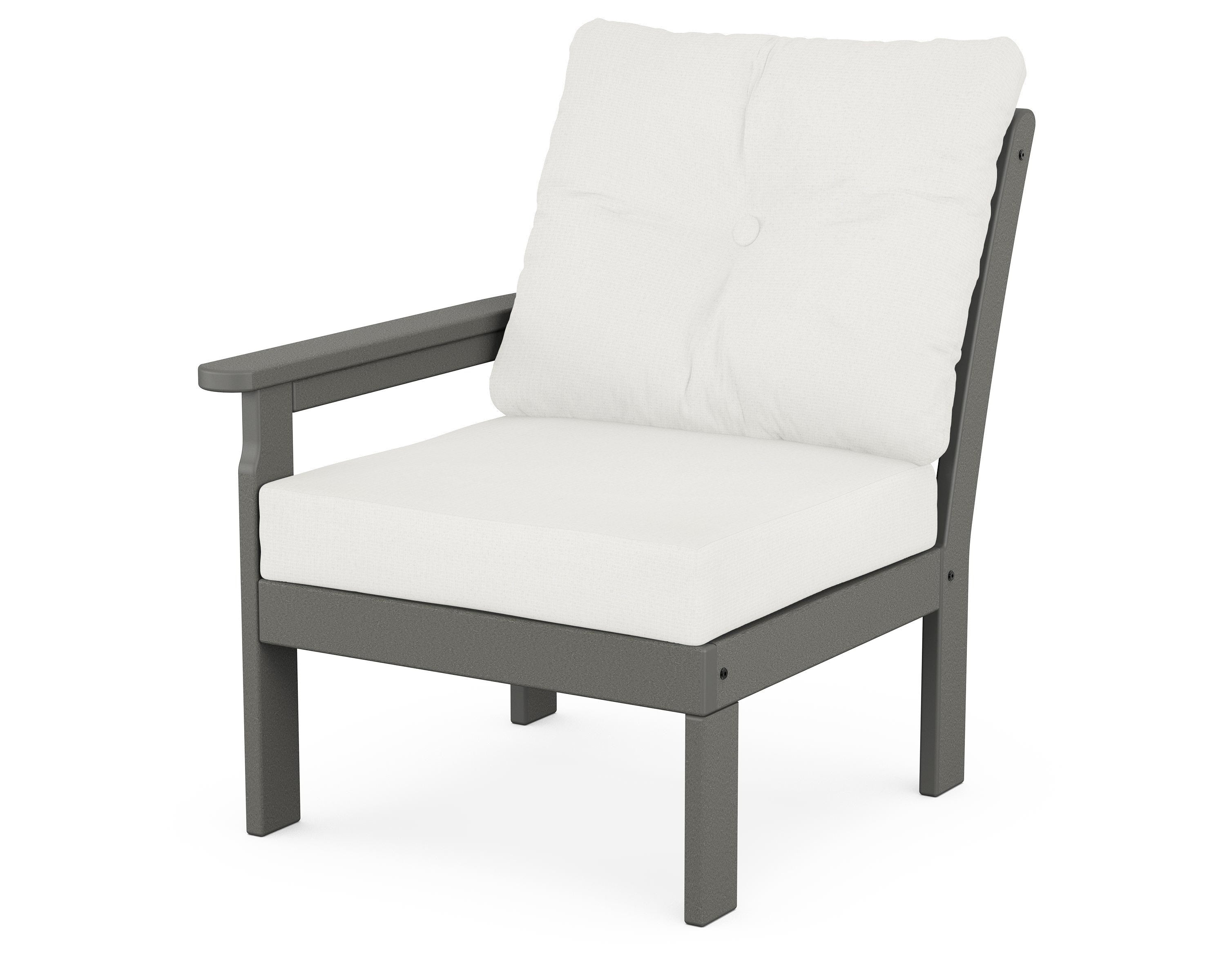 POLYWOOD® Vineyard Modular Left Arm Chair in Slate Grey / Natural Linen
