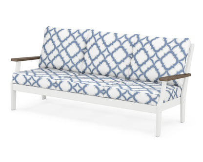 POLYWOOD® Braxton Deep Seating Sofa in White / Kona / Trellis Sky Blue