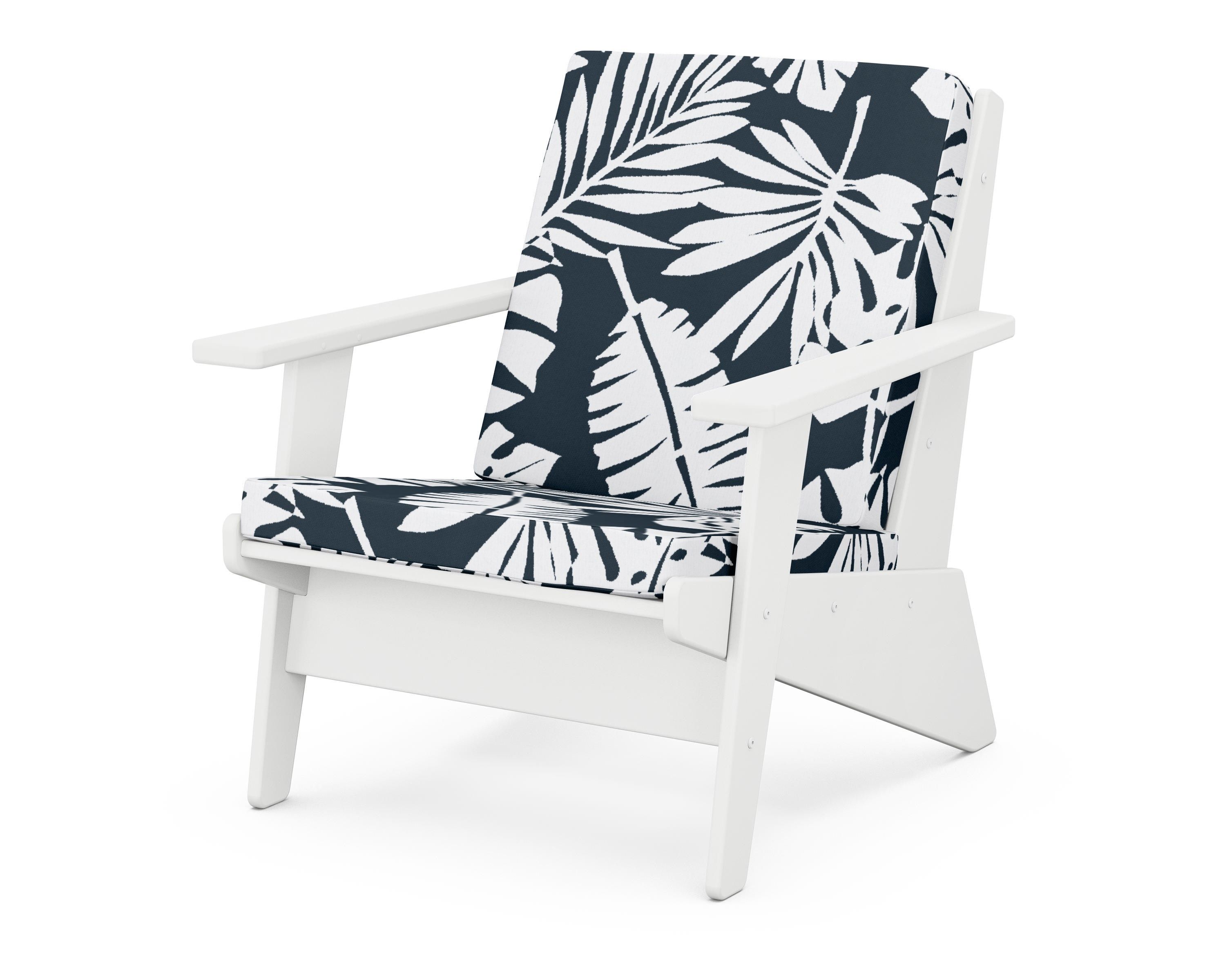 POLYWOOD® Riviera Modern Lounge Chair in White / Leaf Marine Indigo
