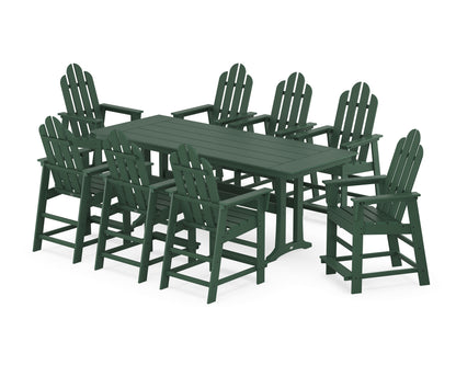 POLYWOOD® Long Island 9-Piece Farmhouse Counter Set with Trestle Legs in Green