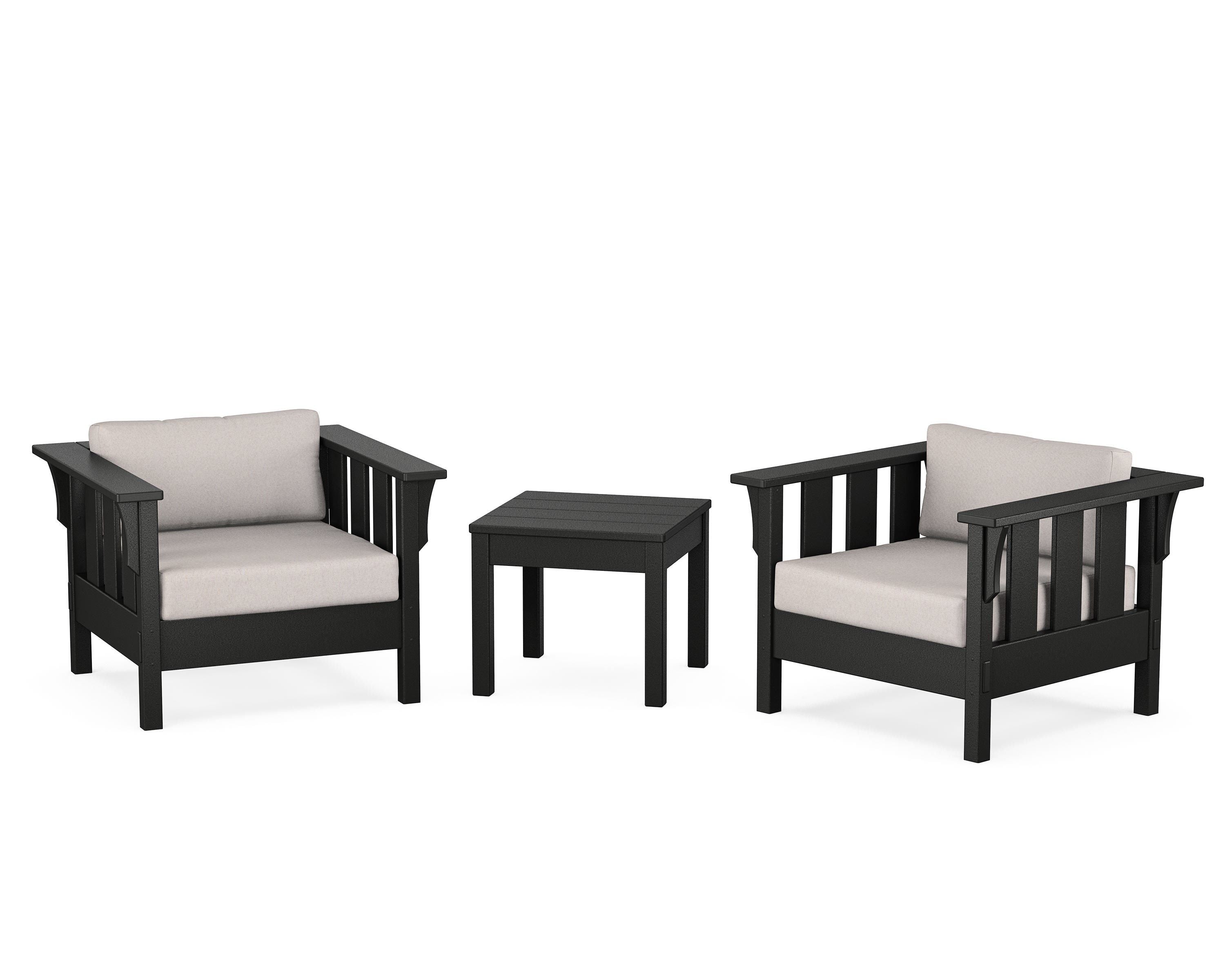 Martha Stewart by POLYWOOD® Acadia 3-Piece Deep Seating Set in Black / Dune Burlap