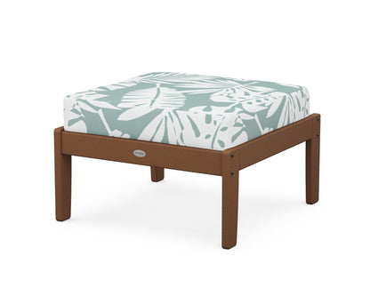 POLYWOOD® Braxton Deep Seating Ottoman in Teak / Leaf Glacier Spa