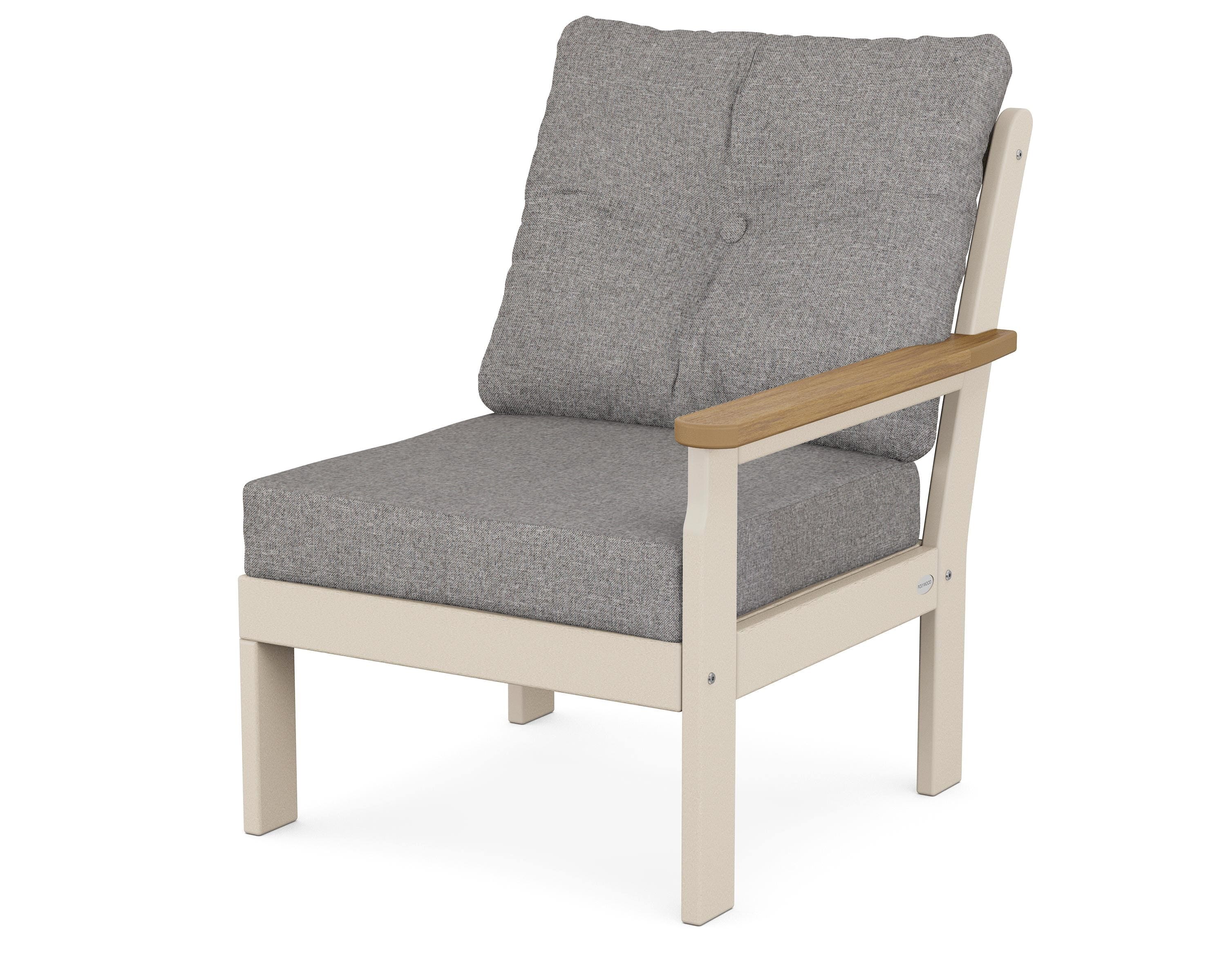 POLYWOOD® Vineyard Modular Right Arm Chair in Sand / Natural / Grey Mist