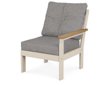 POLYWOOD® Vineyard Modular Right Arm Chair in Sand / Natural / Grey Mist