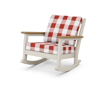 POLYWOOD® Chippendale Deep Seating Rocking Chair in Sand / Natural / Buffalo Plaid Crimson