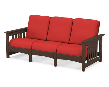 POLYWOOD® Club Mission Sofa in Mahogany / Crimson Linen