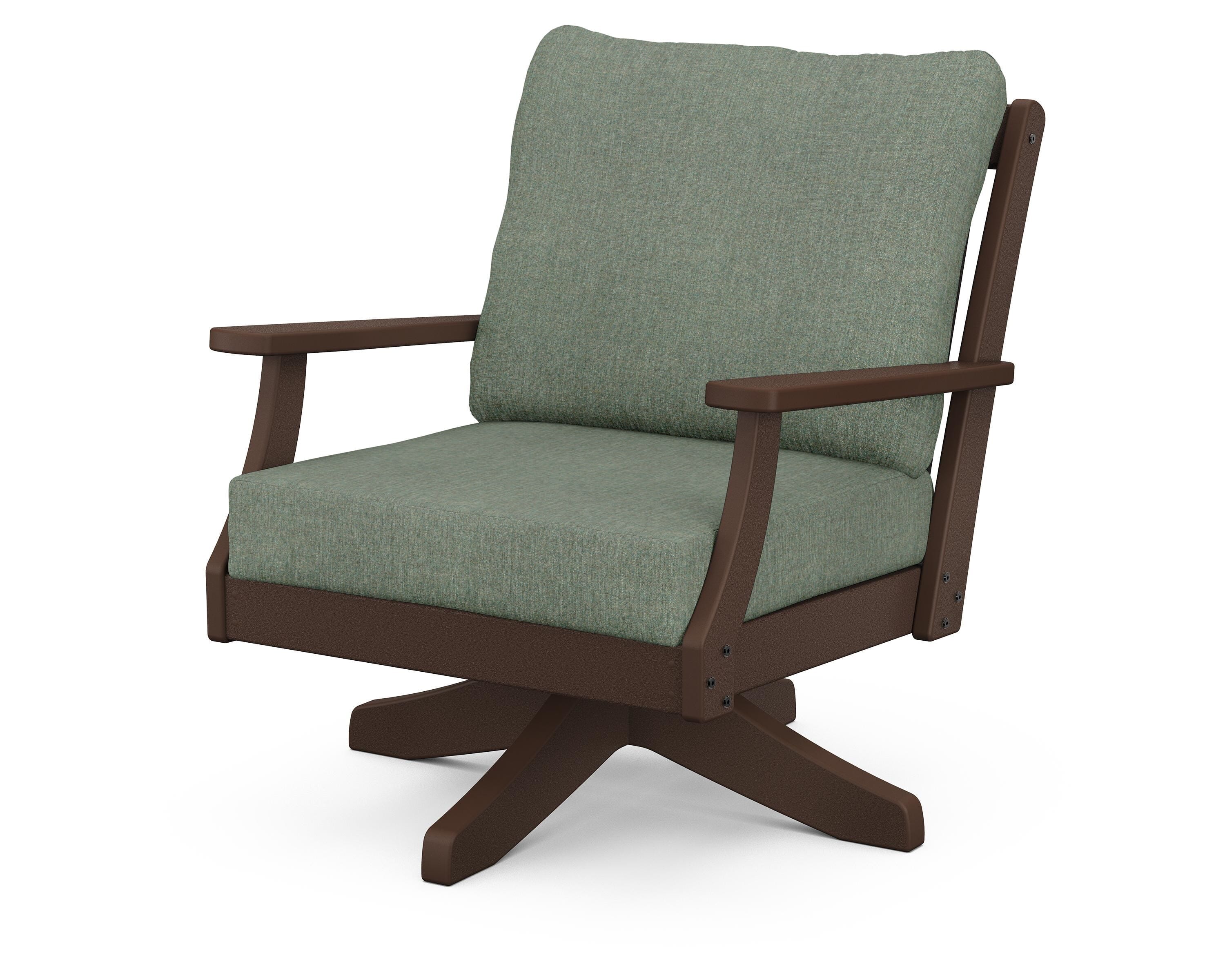 POLYWOOD® Braxton Deep Seating Swivel Chair in Mahogany / Cast Sage