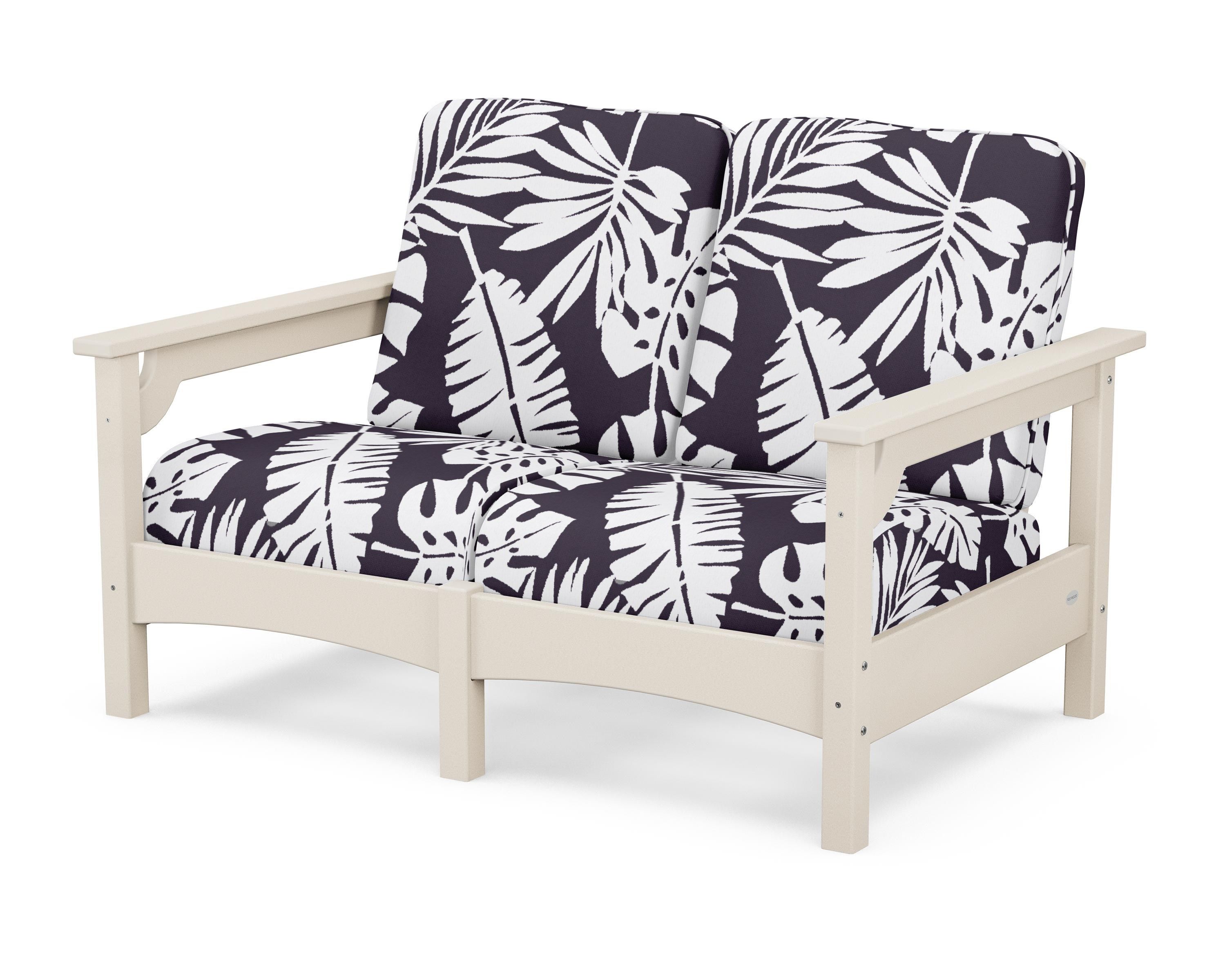 POLYWOOD® Club Loveseat in Sand / Leaf Navy