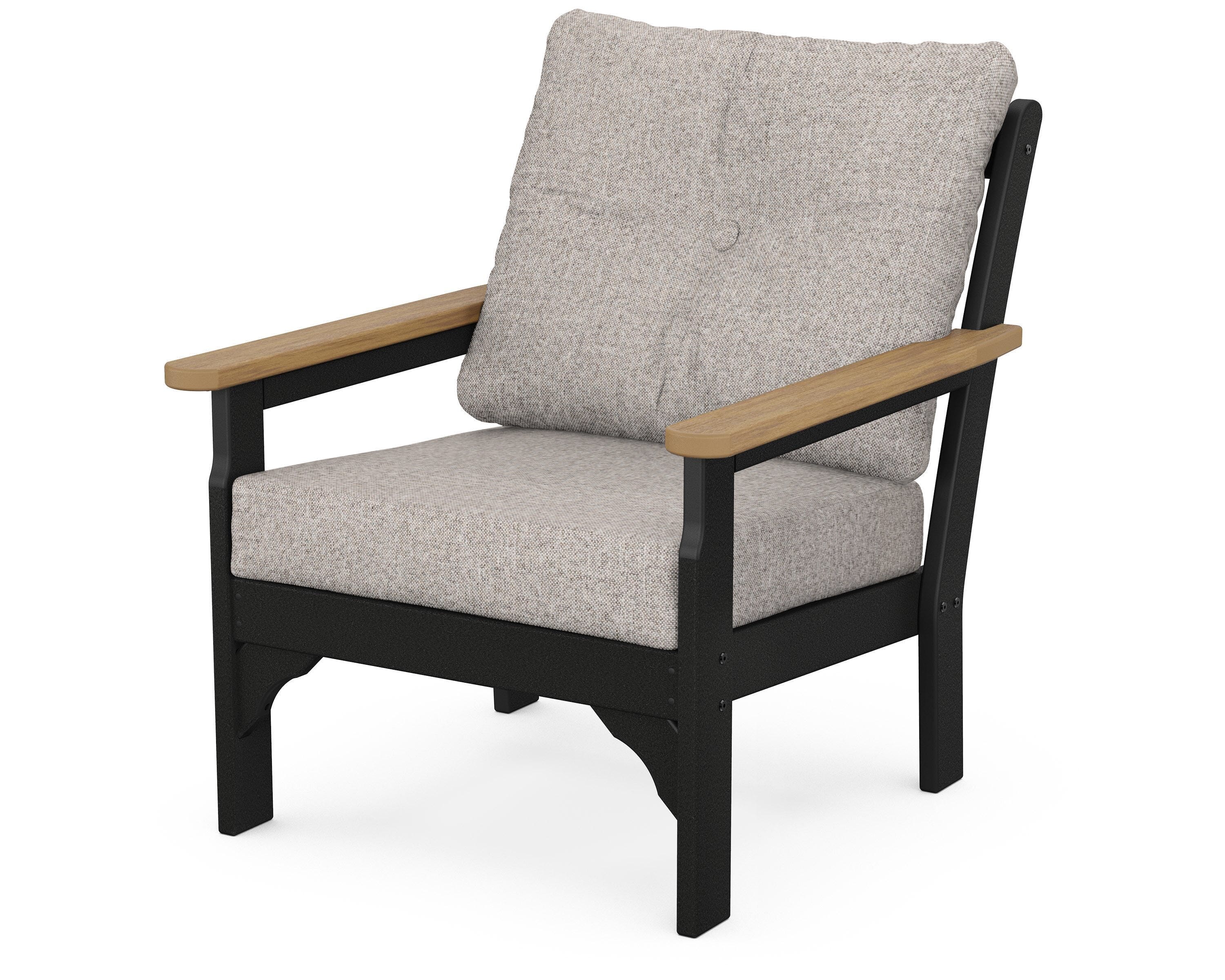 POLYWOOD® Vineyard Deep Seating Chair in Black / Natural / Weathered Tweed