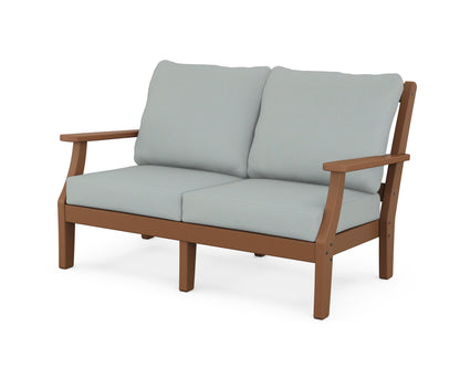 Martha Stewart by POLYWOOD® Chinoiserie Deep Seating Loveseat in Teak / Spa