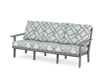 POLYWOOD® Oxford Deep Seating Sofa in Slate Grey / Trellis Glacier Spa