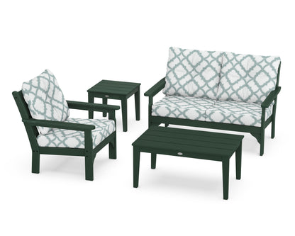 POLYWOOD® Vineyard 4-Piece Deep Seating Set in Green / Trellis Glacier Spa