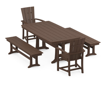 POLYWOOD® Quattro 5-Piece Dining Set with Trestle Legs in Mahogany