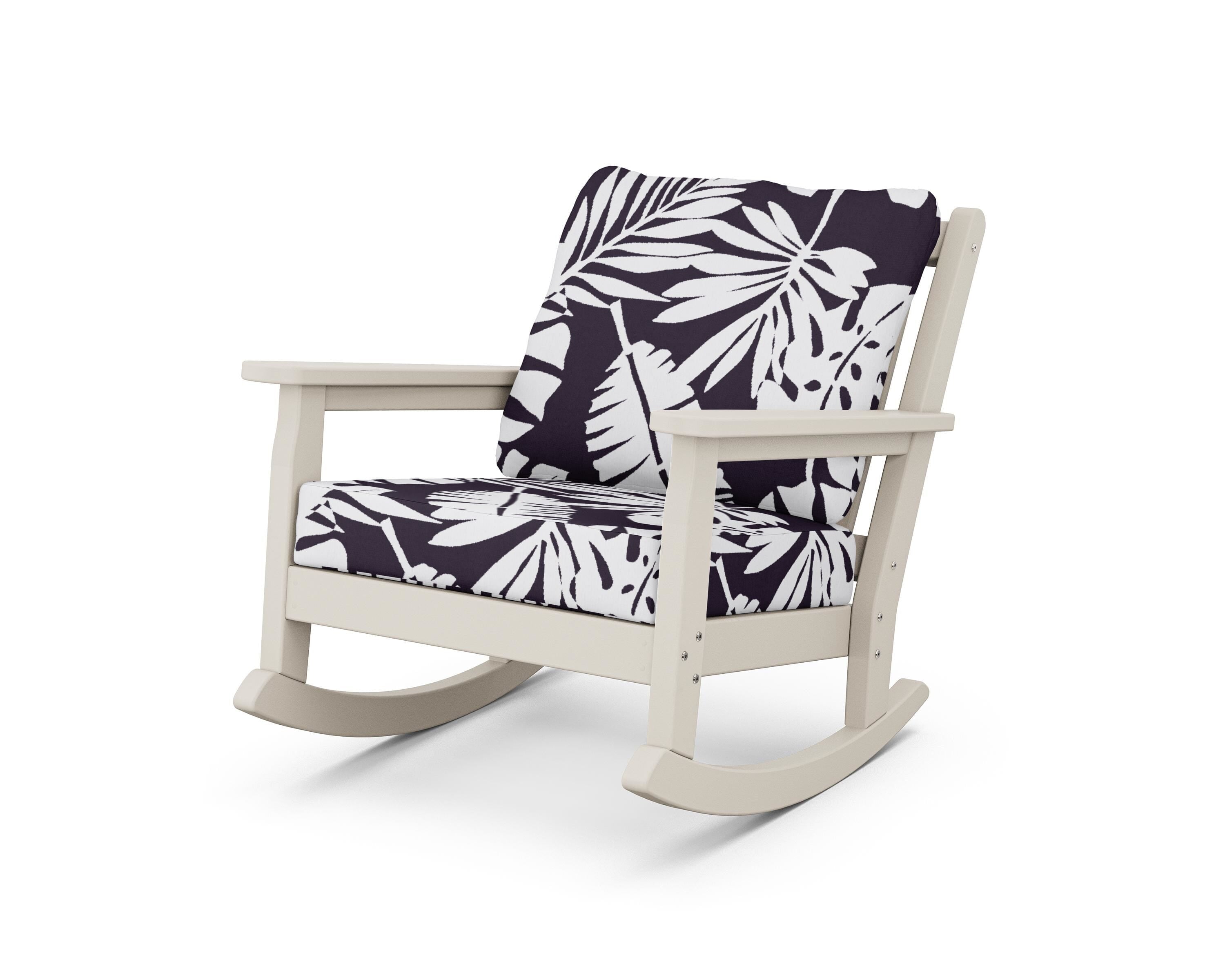 POLYWOOD® Chippendale Deep Seating Rocking Chair in Sand / Leaf Navy