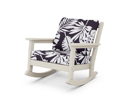 POLYWOOD® Chippendale Deep Seating Rocking Chair in Sand / Leaf Navy