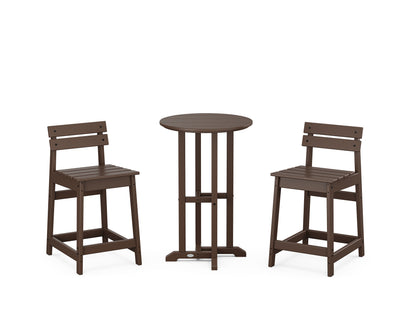 POLYWOOD® Modern Studio Plaza Lowback 3-Piece Bistro Counter Set in Mahogany