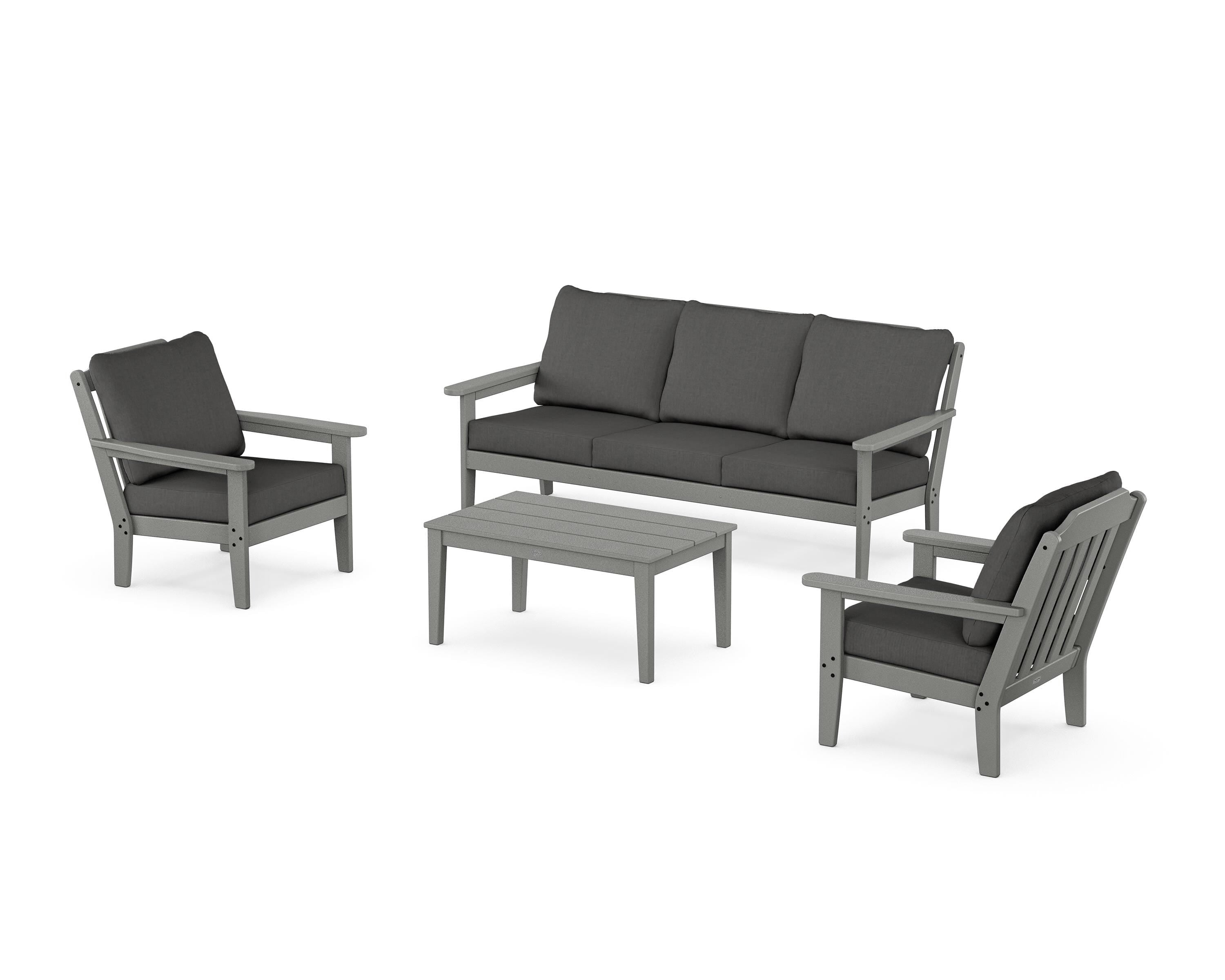 Country Living Cottage 4-Piece Deep Seating Set with Sofa in Slate Grey / Spectrum Carbon