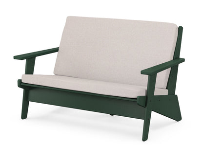 POLYWOOD® Riviera Modern Lounge Loveseat in Green / Dune Burlap