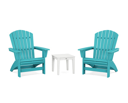 POLYWOOD® 3-Piece Nautical Grand Adirondack Set in Aruba / White