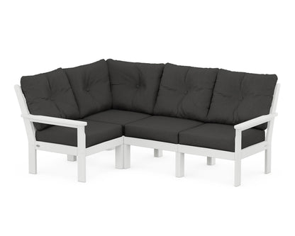 POLYWOOD® Vineyard 4-Piece Sectional in White / Spectrum Carbon