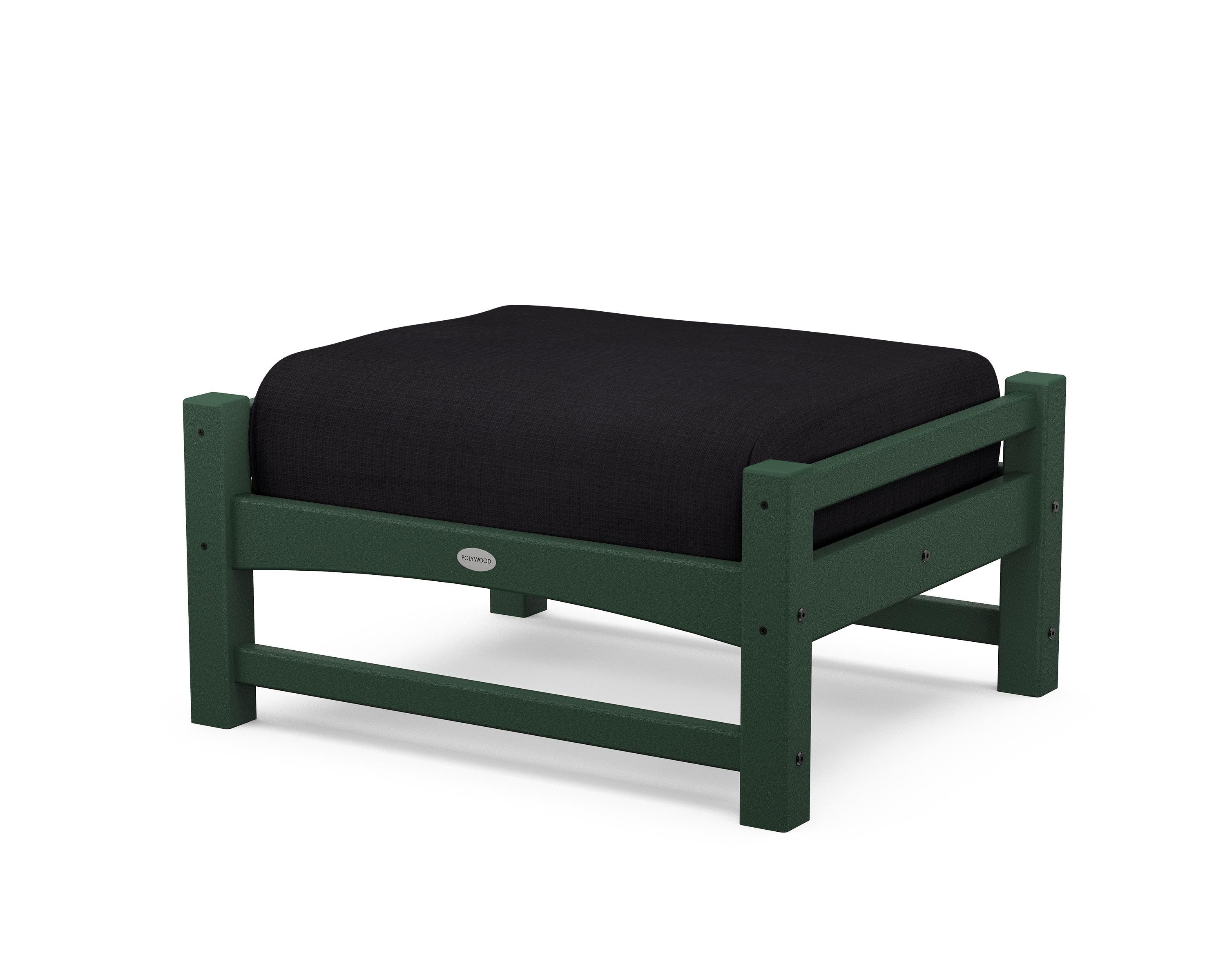 POLYWOOD® Club Ottoman in Green / Midnight Linen