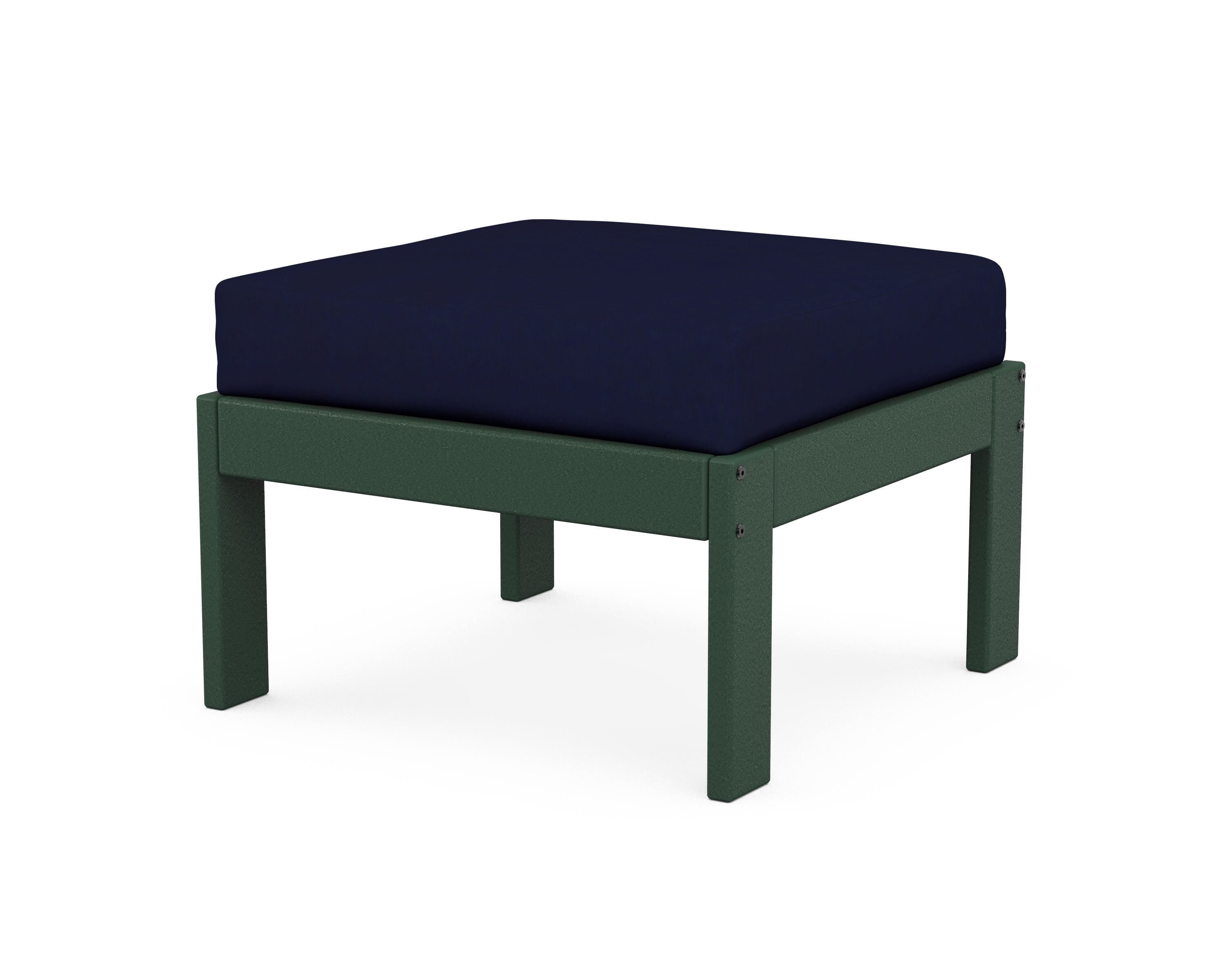 POLYWOOD® Vineyard Modular Ottoman in Green / Navy