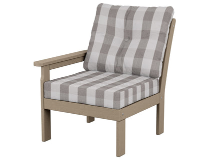 POLYWOOD® Vineyard Modular Left Arm Chair in Vintage Sahara / Buffalo Plaid Grey Mist