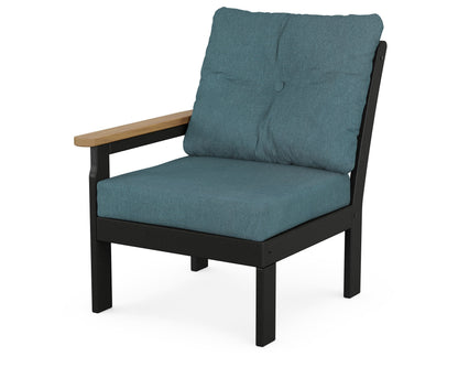 POLYWOOD® Vineyard Modular Left Arm Chair in Black / Natural / Ocean Teal