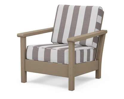 POLYWOOD® Harbour Deep Seating Chair in Vintage Sahara / Cabana Stripe Grey Mist