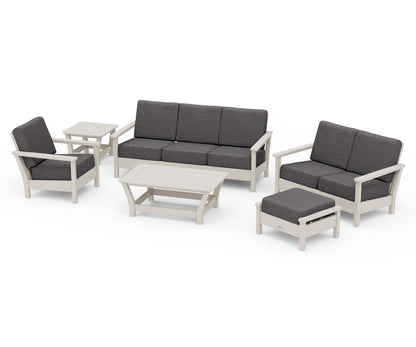 POLYWOOD® Harbour 6-Piece Outdoor Living Set in Sand / Ash Charcoal